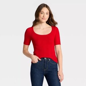 Short Sleeve Scoop Neck Pointelle Blouse